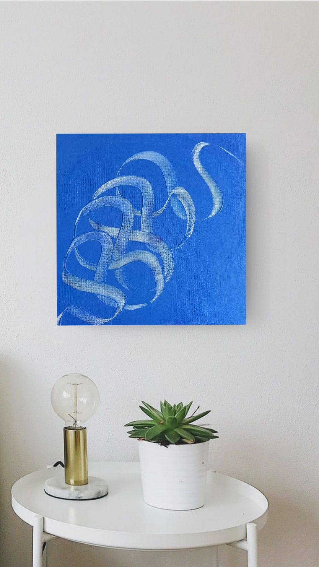 Blue ribbons 1 - original painting with digital layer - Augumented art