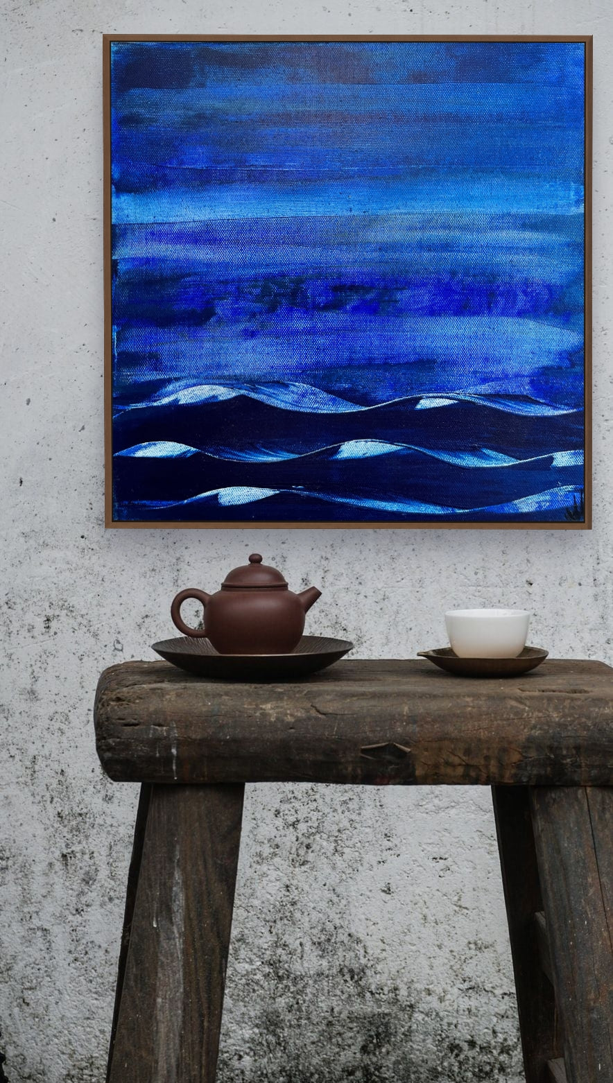 Japanska vågor - original painting with digital layer - Augumented art