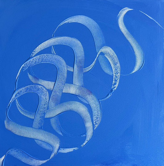 Blue ribbons 1 - original painting with digital layer -  Augumented art