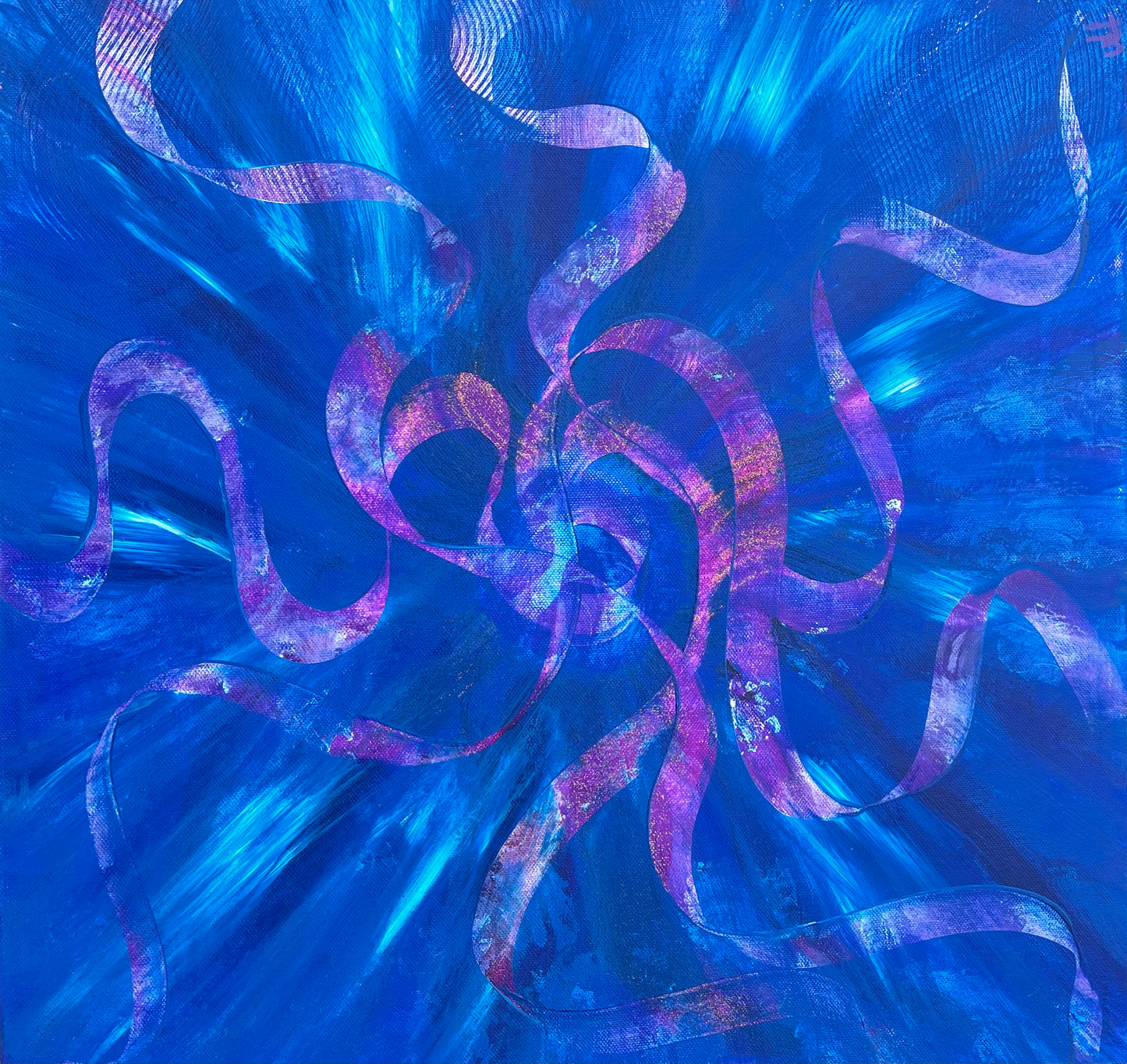 Energivågor - original painting with digital layer -  Augumented art
