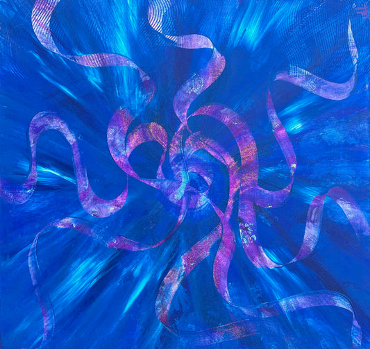 Energivågor - original painting with digital layer -  Augumented art