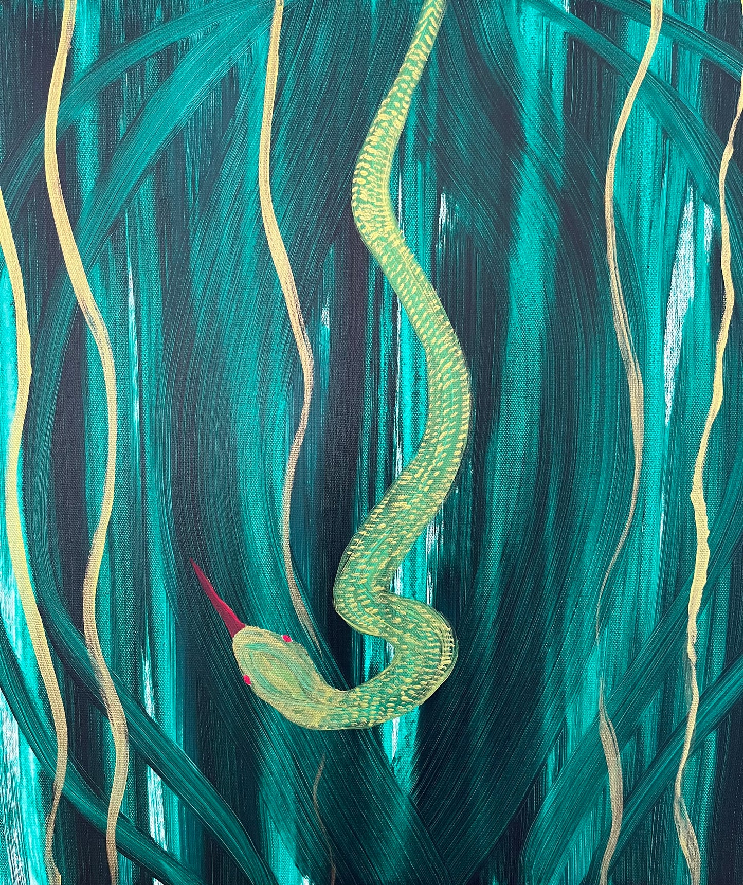 Rosa tunga - original painting with digital layer -  Augumented art