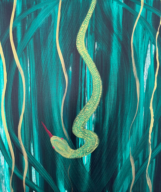 Rosa tunga - original painting with digital layer -  Augumented art